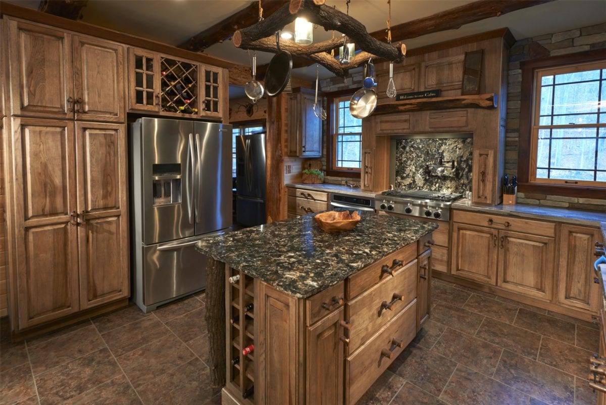 Alternate angle of Outdoor influenced cabinets and kitchen