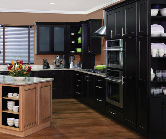 kitchen with dark-colored cabinets