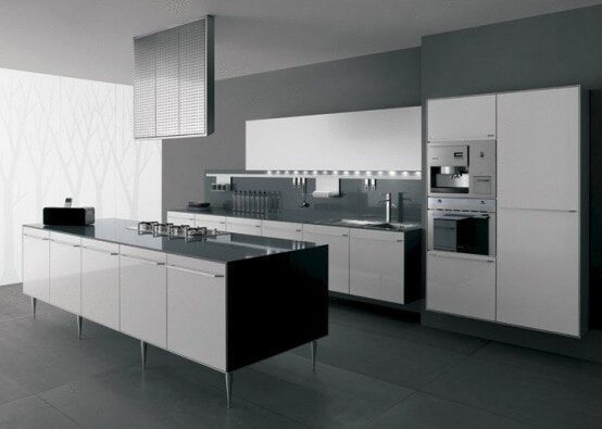 black and white kitchen