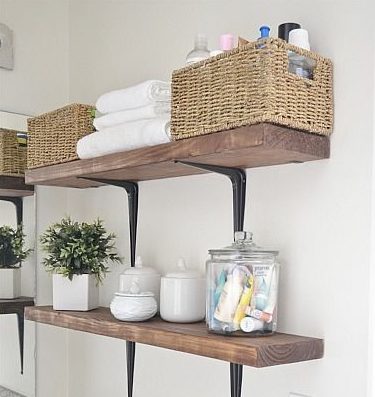 stacked shelving with baskets