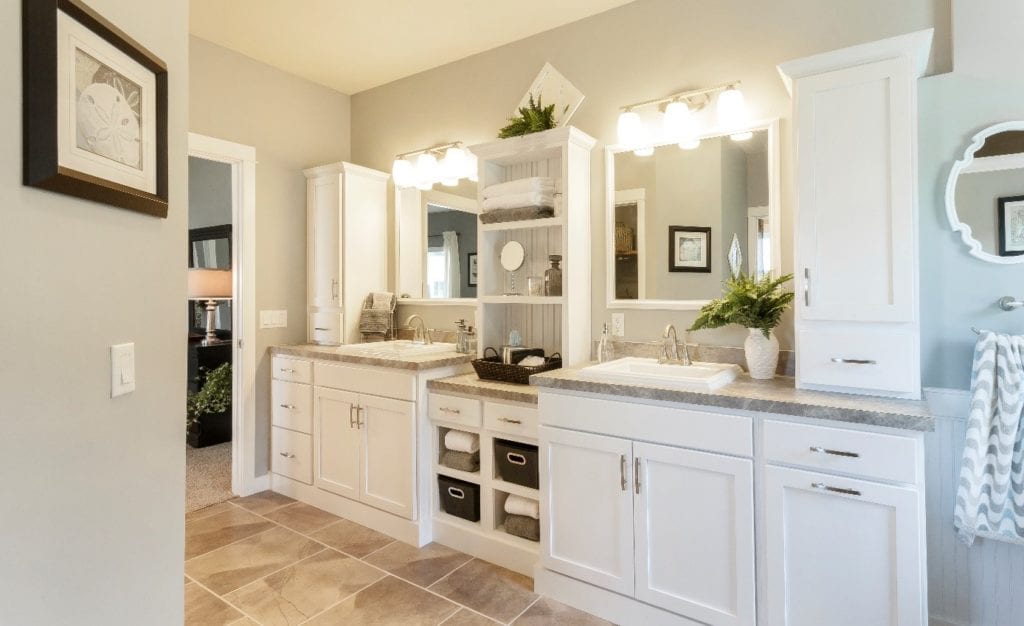 bathroom with two sinks and vanities