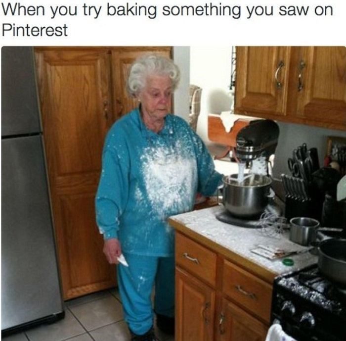 woman covered in flour