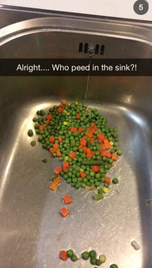 peas in sink